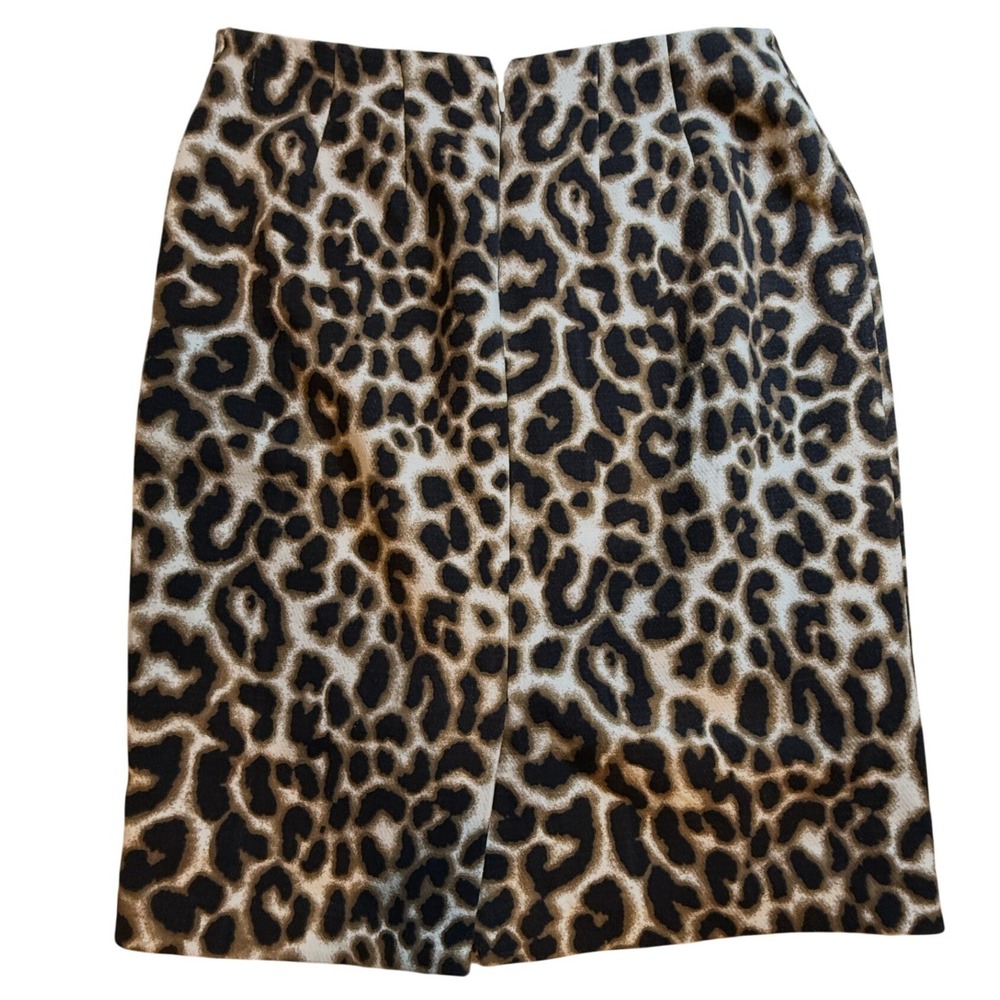 Adrienne Vittadini Leopard Print Pencil Skirt Brown Tan Animal Print Size 4 - Picture 3 of 3